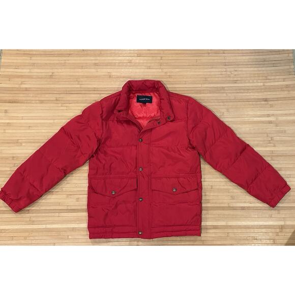Lands End Puffer Jacket Coat Mens Small Red Puffy Thick Heavy Down Parka - Picture 1 of 10